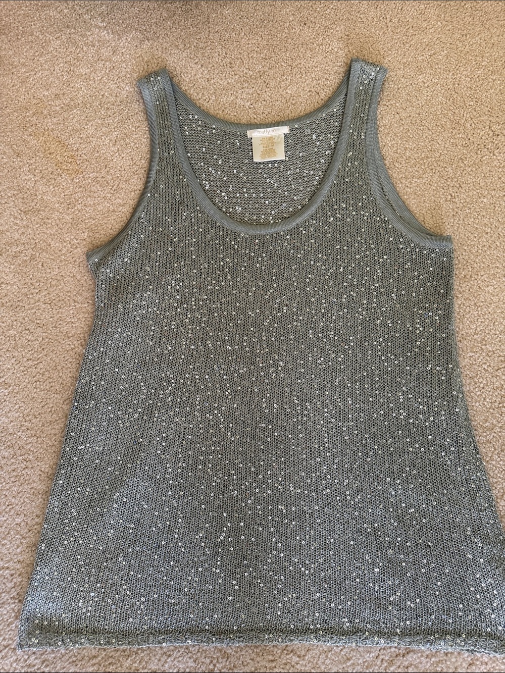 MATTY M sequined sage green knit tank - Medium